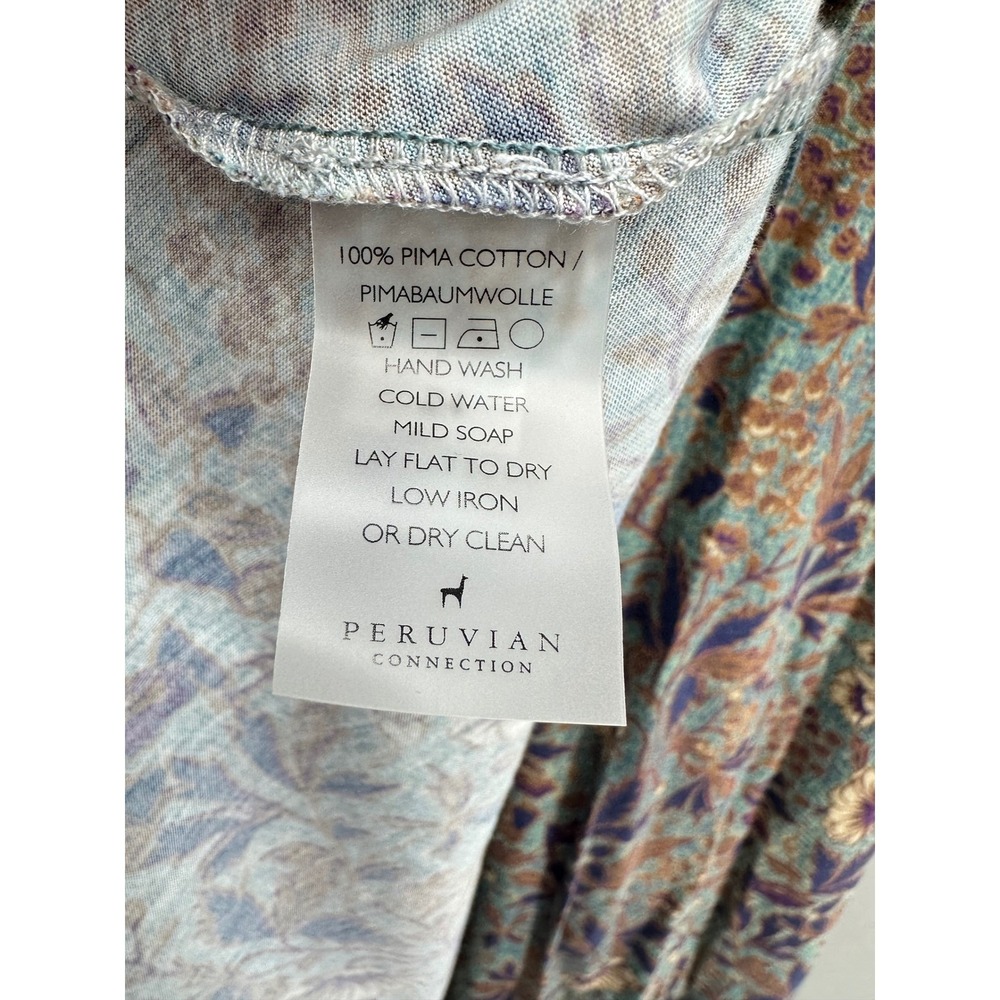 Peruvian Connection Tuscan Floral Dress Bluestone Maxi Small Boho Cottagecore - Picture 10 of 12